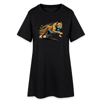 Gepard - Frauen T-Shirt-Kleid - Schwarz - Vorne