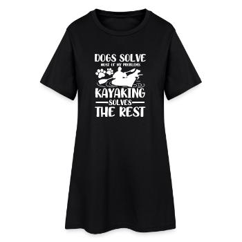 Dogs solve most of my problems kayaking solves - Frauen T-Shirt-Kleid - Schwarz - Vorne