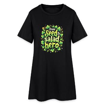 VOM SAMEN ZUM SALATHELDEN - Frauen T-Shirt-Kleid - Schwarz - Vorne