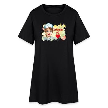 Schwester mit Herz Pflegehelden - Frauen T-Shirt-Kleid - Schwarz - Vorne