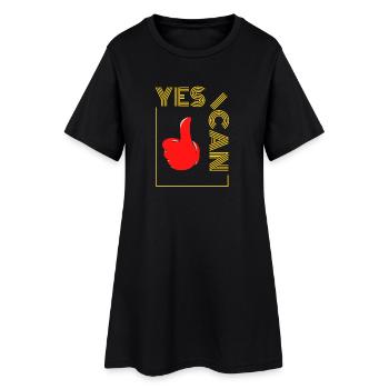 ja ich kann das - Optimismus ist mein Können - Frauen T-Shirt-Kleid - Schwarz - Vorne