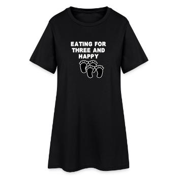 Ich bin schwanger und glücklich eating for three - Frauen T-Shirt-Kleid - Schwarz - Vorne