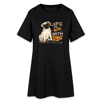 Das Leben ist schöner mit einem Hund - Frauen T-Shirt-Kleid - Schwarz - Vorne