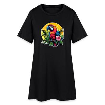 Perroquet tropical dans le cercle solaire - Robe T-shirt Femme - noir - Devant