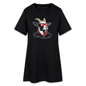 Chèvre en tenue de ville avec des lunettes de soleil rouges - Robe T-shirt Femme - noir - Devant