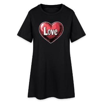 Herz der Liebe Illustration - Frauen T-Shirt-Kleid - Schwarz - Vorne