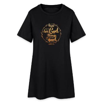 For those who love God - Romans 8:28 - Frauen T-Shirt-Kleid - Schwarz - Vorne