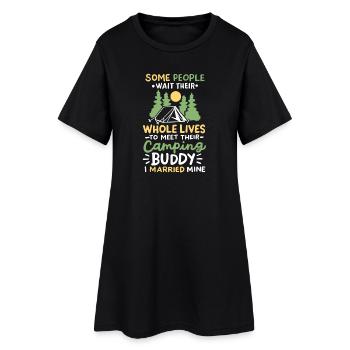 Camping Camper - Frauen T-Shirt-Kleid - Schwarz - Vorne