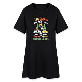Camping Camper - Frauen T-Shirt-Kleid - Schwarz - Vorne