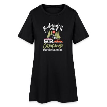 Camper Camping - Frauen T-Shirt-Kleid - Schwarz - Vorne