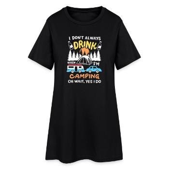 Camping Camper Trinken - Frauen T-Shirt-Kleid - Schwarz - Vorne