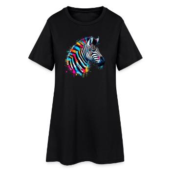 Zebra - Frauen T-Shirt-Kleid - Schwarz - Vorne