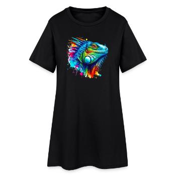 Iguane - Robe T-shirt Femme - noir - Devant
