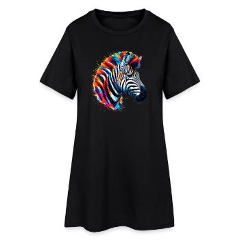 Zèbre - Robe T-shirt Femme - noir - Devant