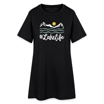 Leben am See - Frauen T-Shirt-Kleid - Schwarz - Vorne