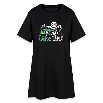 See Camping Zelten - Frauen T-Shirt-Kleid - Schwarz - Vorne
