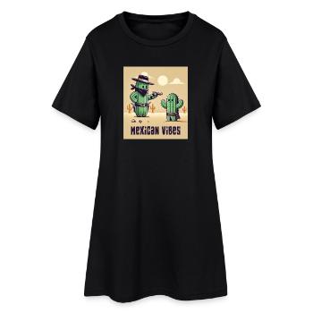 Motif de cactus du Mexique - Robe T-shirt Femme - noir - Devant