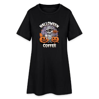 How to Halloween with Mummy and Pumpkins - Women’s T-Shirt Dress - black - Front
