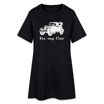 Motif de voiture ancienne avec lettrage - Robe T-shirt Femme - noir - Devant