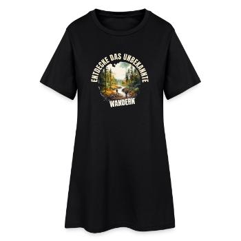 Entdecke das Unbekannte - Frauen T-Shirt-Kleid - Schwarz - Vorne