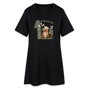 Wunderbar Wild Bärwald Illustration - Frauen T-Shirt-Kleid - Schwarz - Vorne