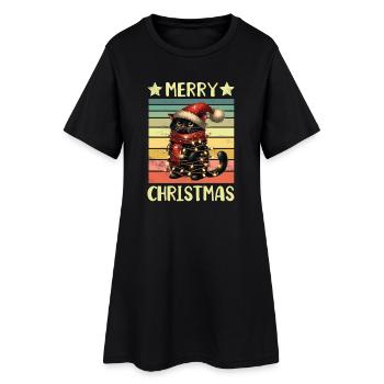 Noël du chat noir - Robe T-shirt Femme - noir - Devant