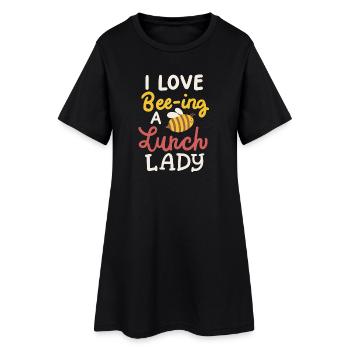 Mittagessen Schulcafeteria - Frauen T-Shirt-Kleid - Schwarz - Vorne