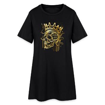 Crâne Crâne Doré Avec Couronne Abstrait - Robe T-shirt Femme - noir - Devant