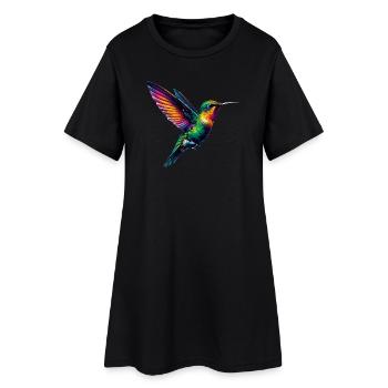 Kolibri - Frauen T-Shirt-Kleid - Schwarz - Vorne