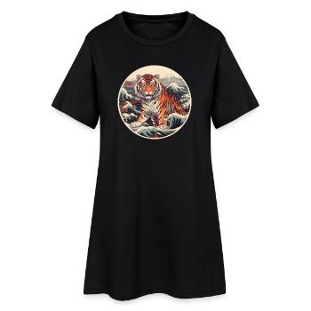 Vague du tigre Ukiyo-e Hokusai - Robe T-shirt Femme - noir - Devant