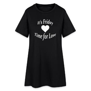 IT'S FRIDAY - Frauen T-Shirt-Kleid - Schwarz - Vorne