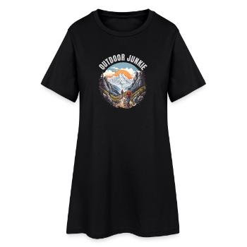 Outdoor Junkie - Frauen T-Shirt-Kleid - Schwarz - Vorne