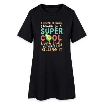 Mitarbeiterin der Schulcafeteria als Kantinendame - Frauen T-Shirt-Kleid - Schwarz - Vorne