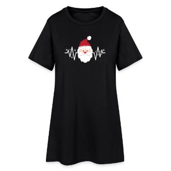 Weihnachtsmann Cool Herzschlag - Frauen T-Shirt-Kleid - Schwarz - Vorne