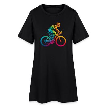 Art cycliste arc-en-ciel vibrant - Robe T-shirt Femme - noir - Devant