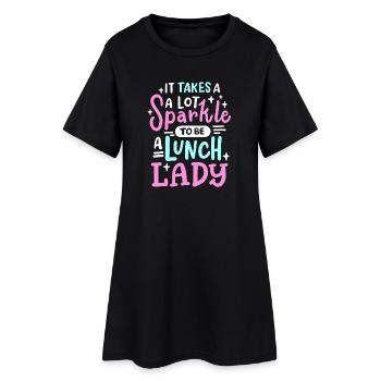 Mitarbeiterin der Schulcafeteria als Kantinendame - Frauen T-Shirt-Kleid - Schwarz - Vorne