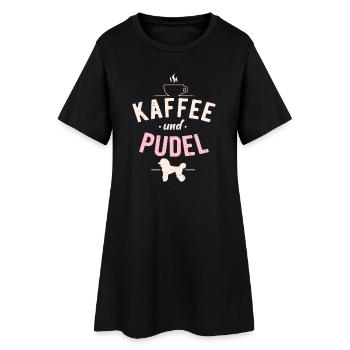 Kaffee und Pudel Hunde Spruch - Frauen T-Shirt-Kleid - Schwarz - Vorne