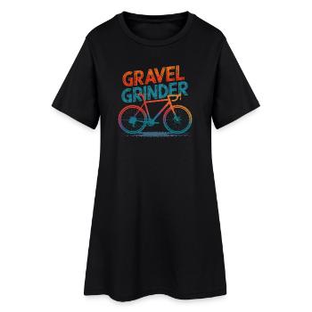 Gravel Grinder Bicycle Illustration - Women’s T-Shirt Dress - black - Front