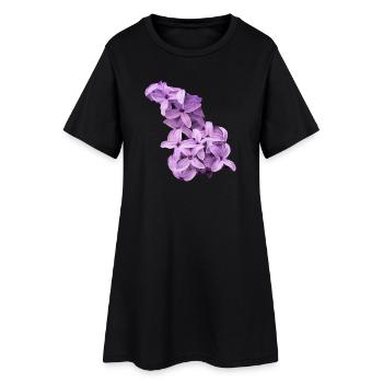 Fliederblütencluster - Frauen T-Shirt-Kleid - Schwarz - Vorne