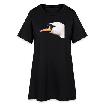 Schwanenporträt Schwarzweiß Kontrast - Frauen T-Shirt-Kleid - Schwarz - Vorne
