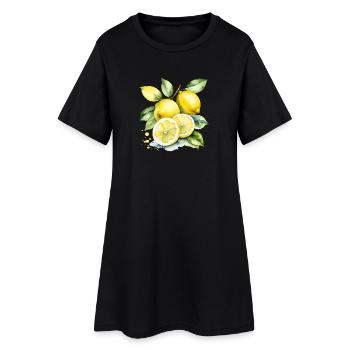 Citrons jaunes aigres à l’aquarelle - Robe T-shirt Femme - noir - Devant