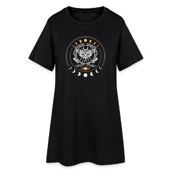 Himmlische Motten-Mandala - Frauen T-Shirt-Kleid - Schwarz - Vorne