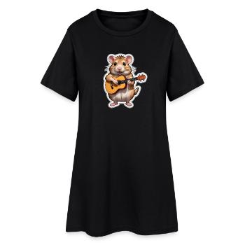 Hamster spielt Gitarre - Frauen T-Shirt-Kleid - Schwarz - Vorne