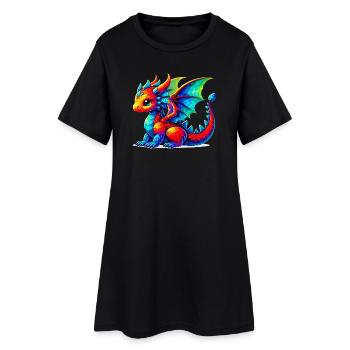 Drache - Frauen T-Shirt-Kleid - Schwarz - Vorne