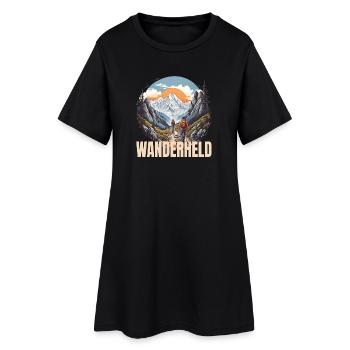 Wanderheld - Frauen T-Shirt-Kleid - Schwarz - Vorne