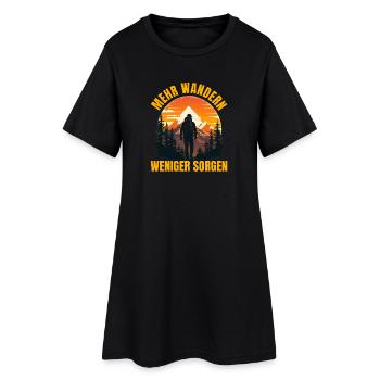 Mehr wandern - Weniger Sorgen - Frauen T-Shirt-Kleid - Schwarz - Vorne
