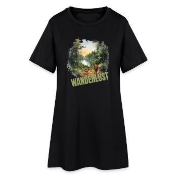 Wandern - Frauen T-Shirt-Kleid - Schwarz - Vorne