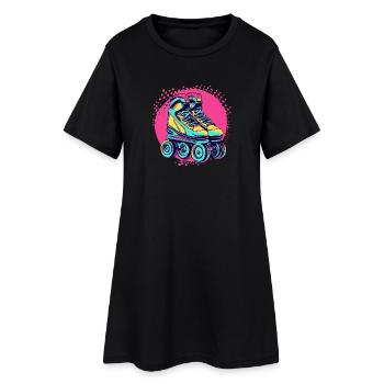 Neon Roller Skates 90s 80s Retro Vintage - Women’s T-Shirt Dress - black - Front