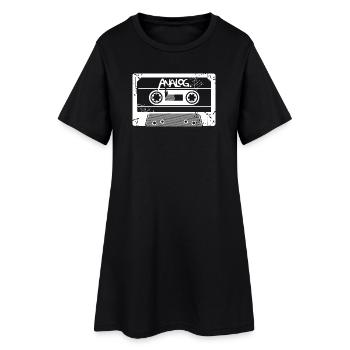 Kassette analog retro Klassiker Symbol vintage - Frauen T-Shirt-Kleid - Schwarz - Vorne