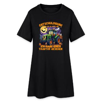 Entschuldigung dass ich zu spät bin Kinder Traktor - Frauen T-Shirt-Kleid - Schwarz - Vorne